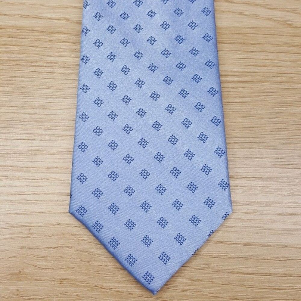 CALVIN KLEIN Mens Neck Tie Blue Neat Diamon Modern Classic Silk Blend
